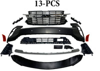 2021-2024 Chevrolet Suburban Tahoe Premier Front Bumper Cover With Upper Lower Grille Air Vents Side Reflector Bumper Bracket Chrome Molding Trim