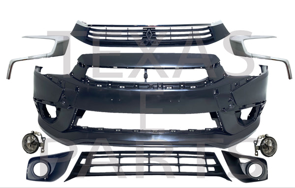 2016 2017 2018 2019 Mitsubishi Outlander Sport Front Bumper Cover Grille Fog Light Lamp Chromes Trims Complete
