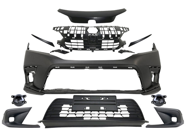 2022 2023 2024 Honda Civic Front Bumper Cover With Upper Lower Grille Fog Light Lamp Cover & Headlight Molding Trim 10-PCS