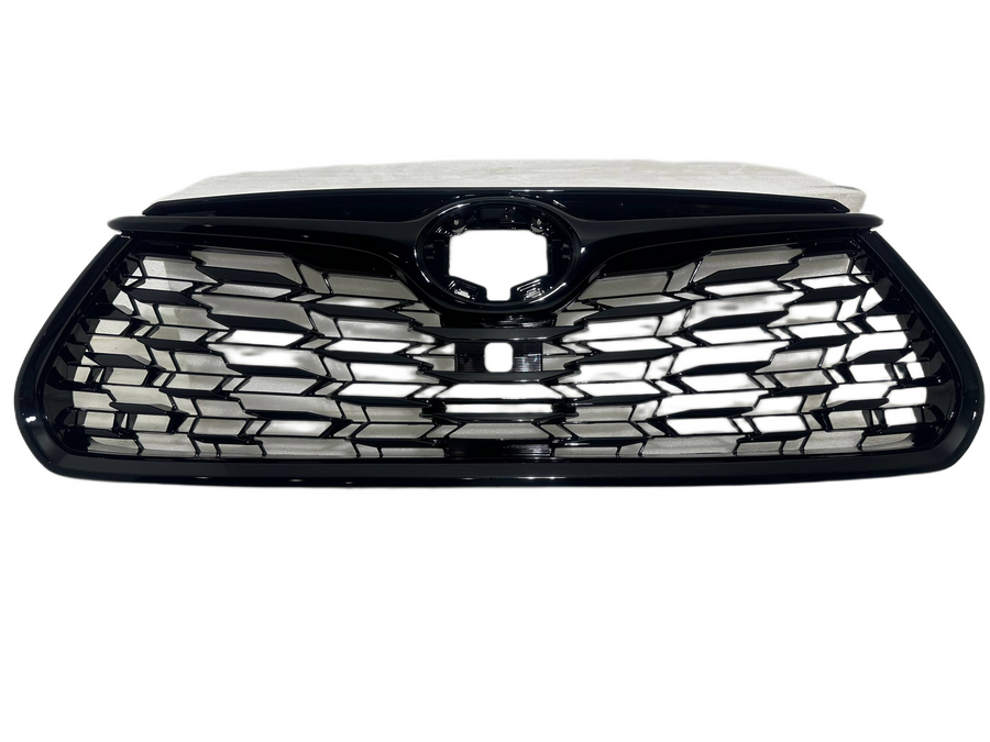 2020 2021 2022 2023 2024 2025 Toyota Highlander Front Bumper Upper Grille W Cam Option Gloss Black