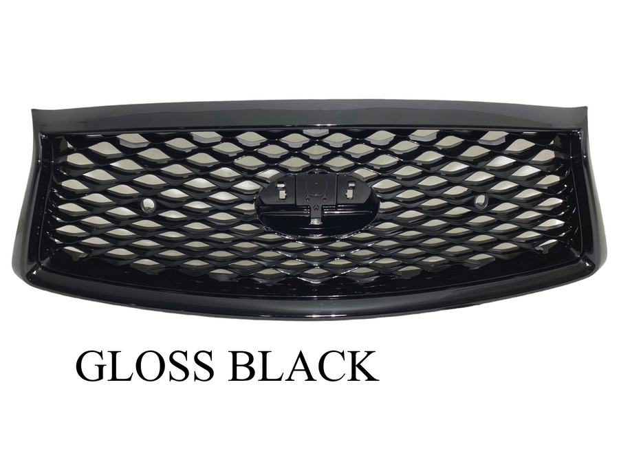 2018 2019 2020 2021 2022 2023 2024 Infiniti Q50 Front Bumper Upper Grille With Sensor Holes & Camera Option Gloss Black