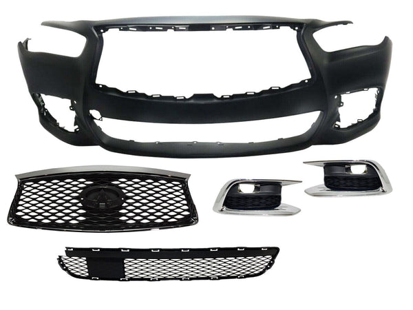 2016 2017 2018 2019 2020 Infiniti QX60 Front Bumper Cover With Upper Lower Grille & Fog Covers