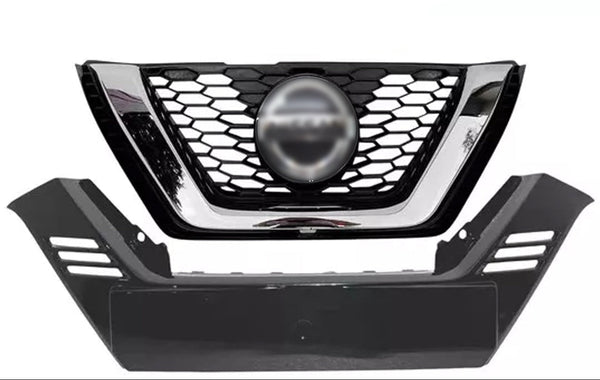 2020 2021 2022 Nissan Rogue Sport Front Bumper Upper Grille With Lower Molding Trim Gloss Black