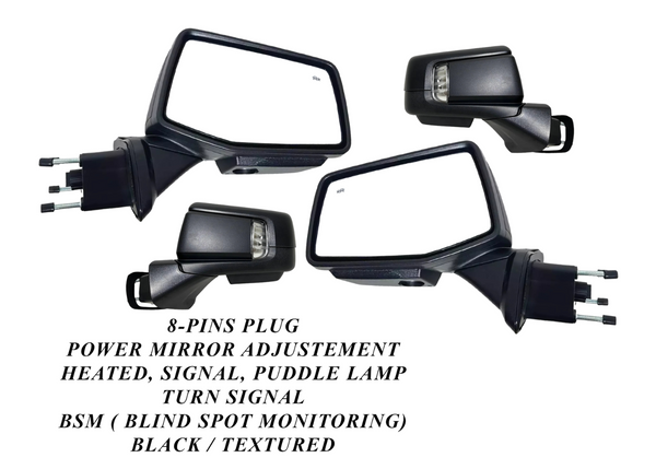 2019-2026 Chevrolet Silverado Front Door Power Side Rear View Mirror Heated Turn Signal Puddle Lamp Power Mirror Adjustment With BSM ( Blind Spot