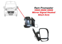 2014-2026 Ram Promaster Right Passenger Front Door Power Side Rear View Mirror Signal Heated Short Arm - Bumper & Body Parts