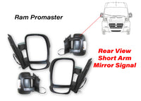 2014-2026 Ram Promaster Front Left Driver Right Passenger Door Power Side Rear View Mirror Signal Heated Power Short Arm Mirror Manual Fold Set
