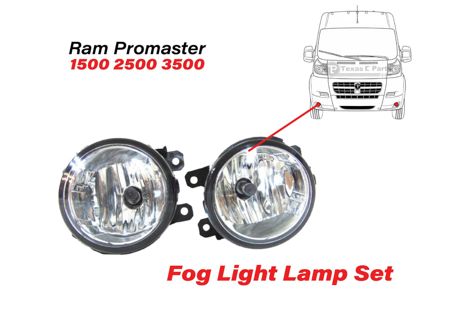 2014 2015 2016 2017 2018 2019 2020 2021 2022 Ram Promaster 1500 2500 3500 Front Bumper Fog Light Lamp Set Left Driver & Right Passenger Side