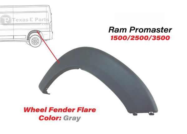 2014 2015 2016 2017 2018 Ram ProMaster 1500 2500 3500 Rear Left Driver Wheel Fender Flare Molding