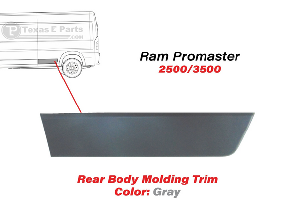 2015 2016 2017 2018 Ram ProMaster 2500 3500 Extended Rear Left Driver Side Body Molding Trim Gray