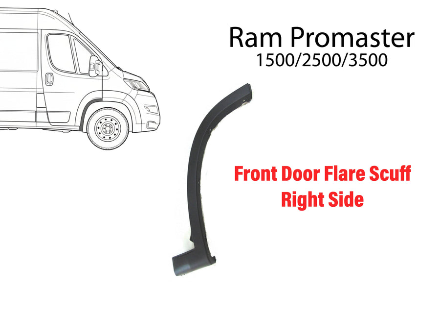 2014 2015 2016 2017 2018 Ram ProMaster 1500 2500 3500 Front Door Flare Scuff Molding Trim Right Passenger Side Gray