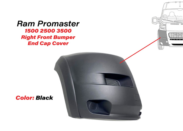 2019 2020 2021 2022 Ram Promaster Front Bumper Right Passenger Side End Cap Cover Black