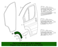 2014-2018 Ram ProMaster 1500 2500 3500 Front Right Door Flare Molding Trim Passenger Side - Bumper & Body Parts