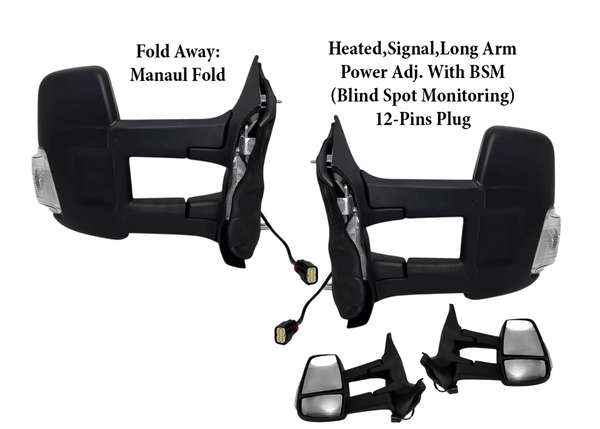 2020-2024 Ford Transit 150 250 350 350HD Left Right Front Door Power Side Rear View Mirror Heated Signal Power Adjustment With BSM ( Blind Spot