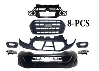 2020-2024 Ford Transit 150 250 350 350HD & E-Transit Front Bumper Upper Lower Cover Grille Inner Bracket & Fog Light Lamp With Cover 8-PCS