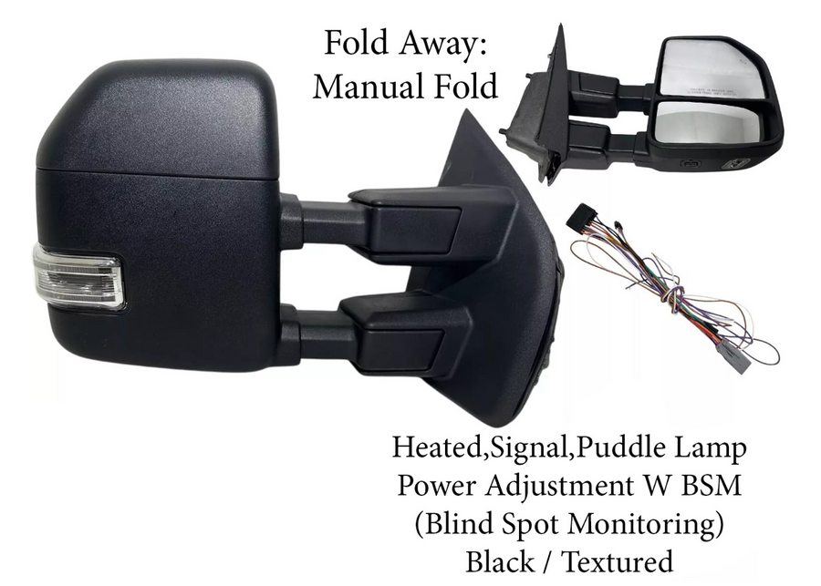 2017-2022 Ford F-250 F-350 Super Duty Right Front Door Side Rear View Mirror Heated Signal Puddle Light Power Adjustment With BSM (Blind Spot