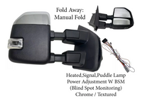 2017-2022 Ford F-250 F-350 Super Duty Right Front Door Side Rear View Mirror Heated Signal Puddle Light Power Adjustment With BSM (Blind Spot Monitoring) Chrome Textured Passenger - Bumper & Body Parts