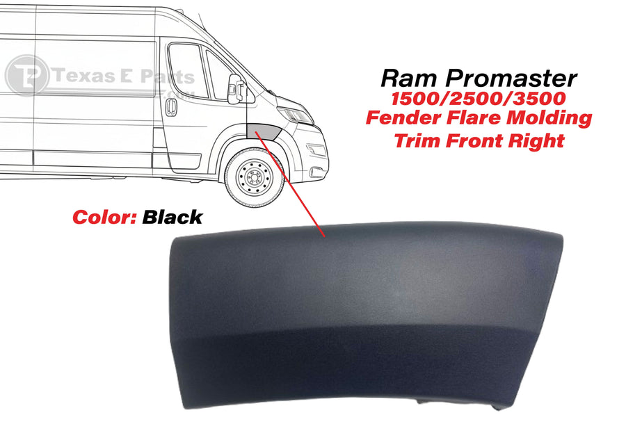 2019 2020 2021 2022 Ram Promaster Fender Flare Molding Trim Front Right Passenger Side Black