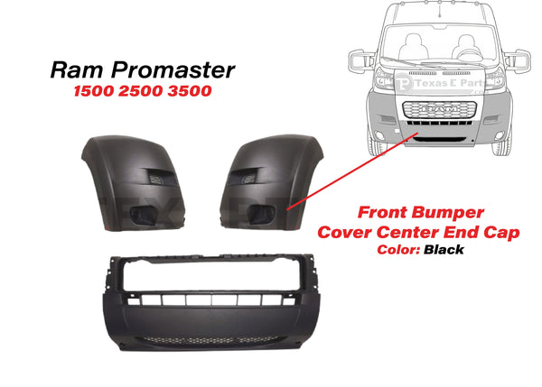 2019 2020 2021 2022 Ram Promaster Front Bumper Right Left Center 1500 2500 3500 Black