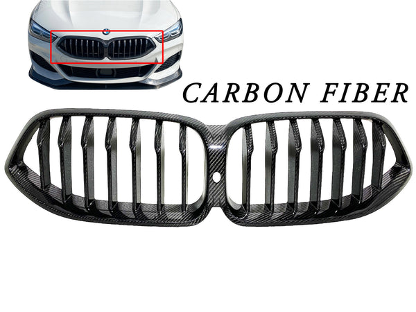 2019 2020 2021 2022 2023 2024 BMW 8 Series Front Bumper Upper Grille Black Carbon Fiber