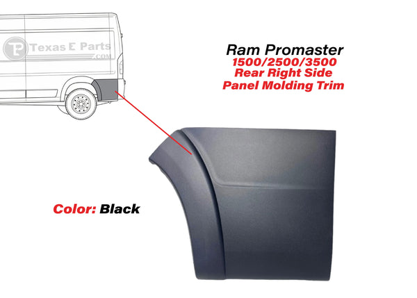 2019 2020 2021 2022 2023 2024 2025 Ram Promaster Rear Left Driver Side Panel Molding Trim Black