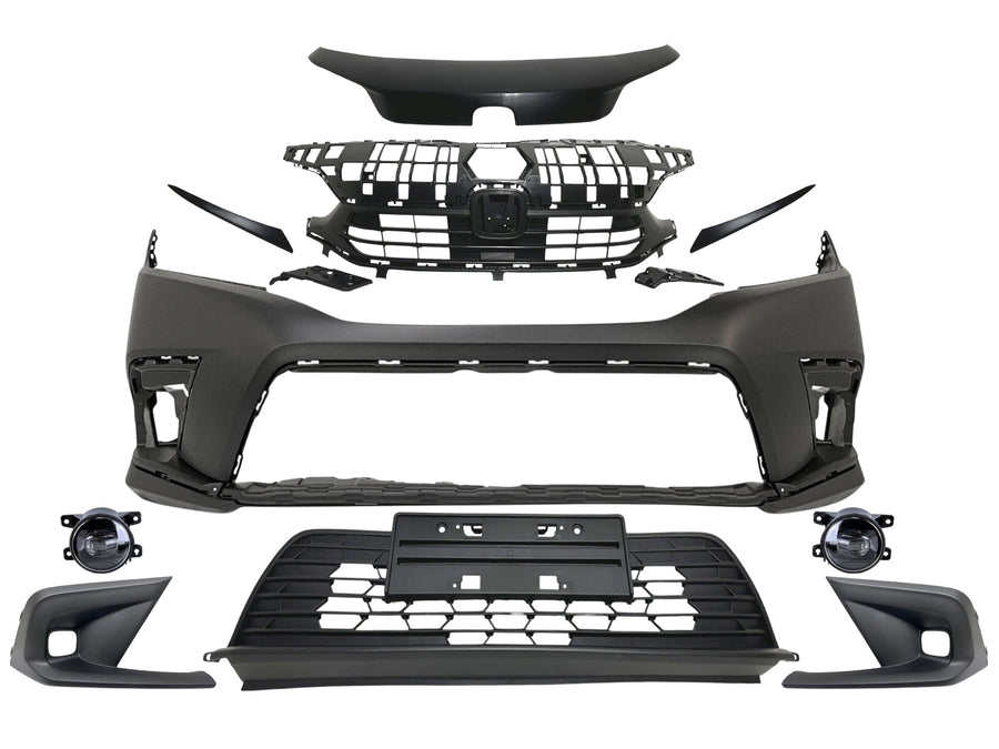 2022 2023 2024 Honda Civic Front Bumper Cover With Upper Lower Grille Fog Light Lamp Cover & Headlight Molding Trim 10-PCS