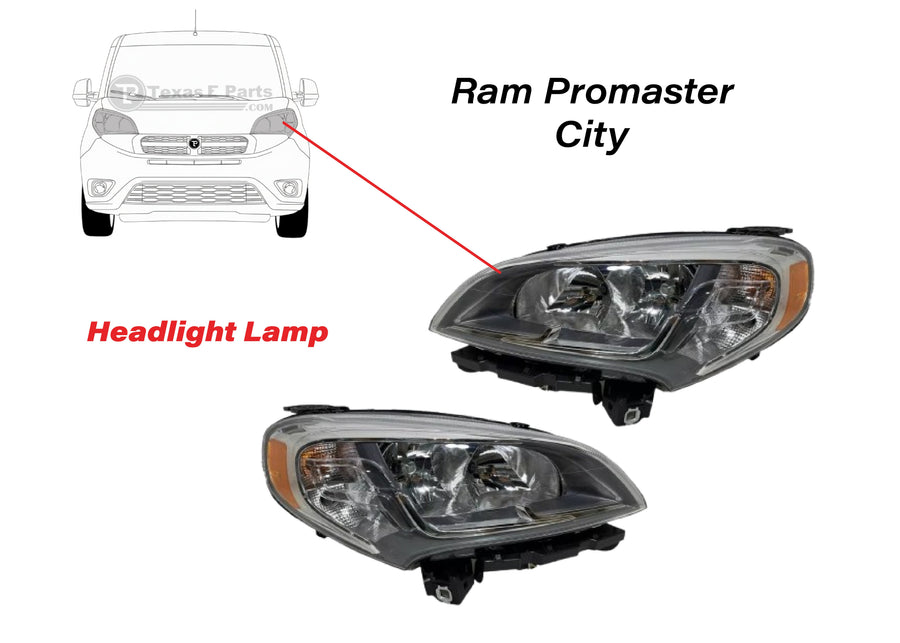 2015 2016 2017 2018 2019 2020 2021 2022 Ram Promaster City Headlight Lamp Front Left Driver & Right Passenger Set