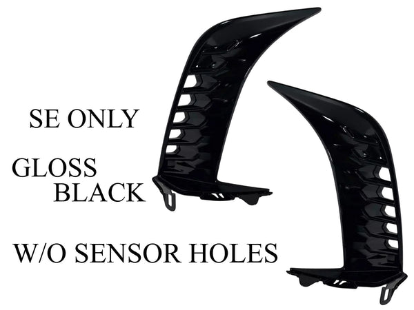 2025 Toyota Camry SE Left Right Front Bumper Side Molding Trim W/o Sensor Hole Gloss Black Set