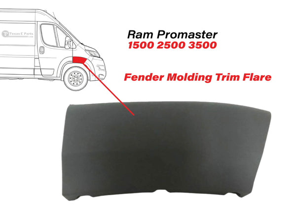 2014 2015 2016 2017 2018 Ram ProMaster 1500 2500 3500 Fender Flare Molding Trim Front Right Passenger Side
