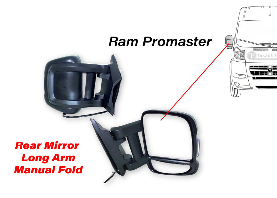 2014-2026 Ram Promaster Right Passenger Front Door Power Side Rear View Mirror Long Arm Signal Heated