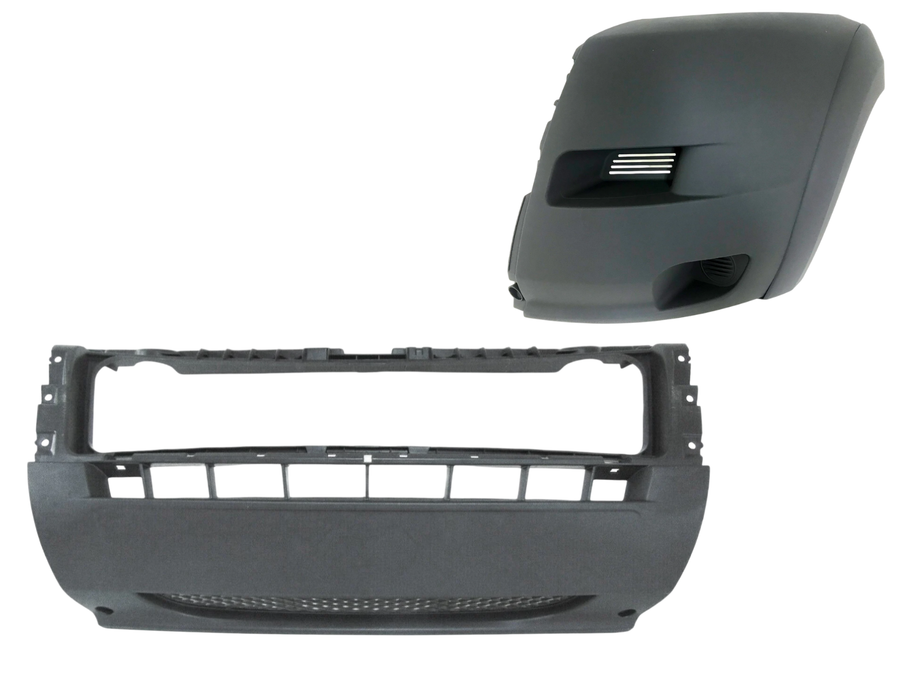 2014 2015 2016 2017 2018 Ram Promaster 1500 2500 3500 Left Front Bumper Side End Cap Cover With Flare & Center Middle Cover Gray
