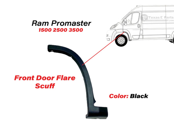 2019 2020 2021 2022 2023 2024 2025 2026 Ram ProMaster 1500 2500 3500 Front Door Flare Scuff Trim Left Driver Side Black