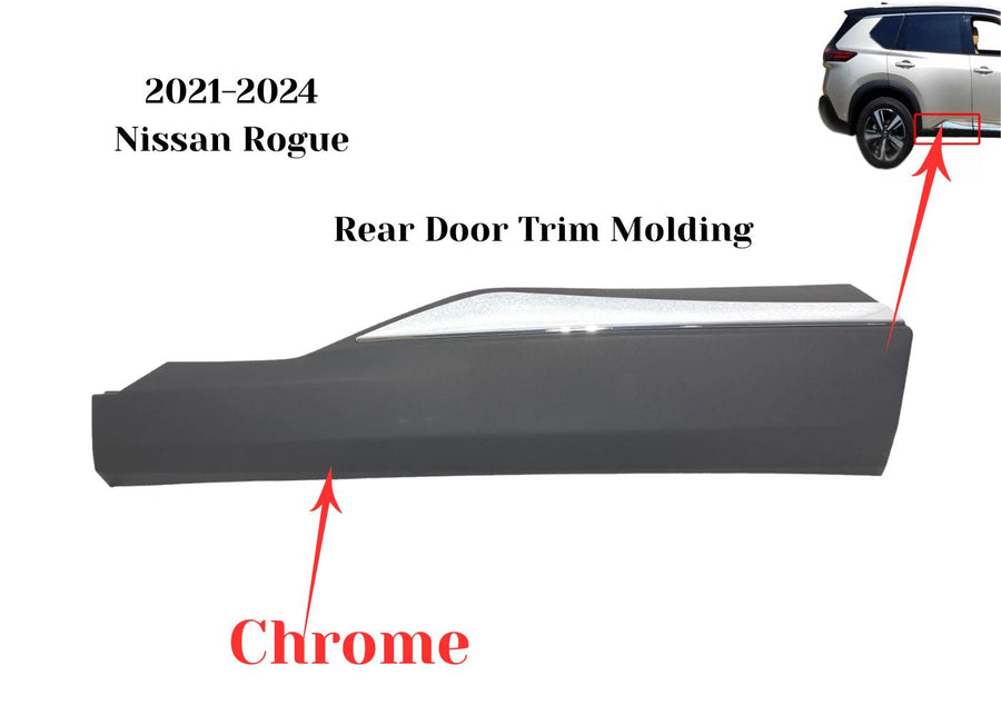 2021 2022 2023 2024 Nissan Rogue Rear Door Molding Trim Chrome Right Passenger Side