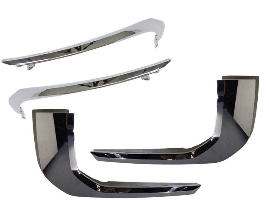2020 2021 2022 2023 Mitsubishi Outlander Sport Front Bumper Upper Lower Chrome Molding Trim Left Driver & Right Passenger Side Set