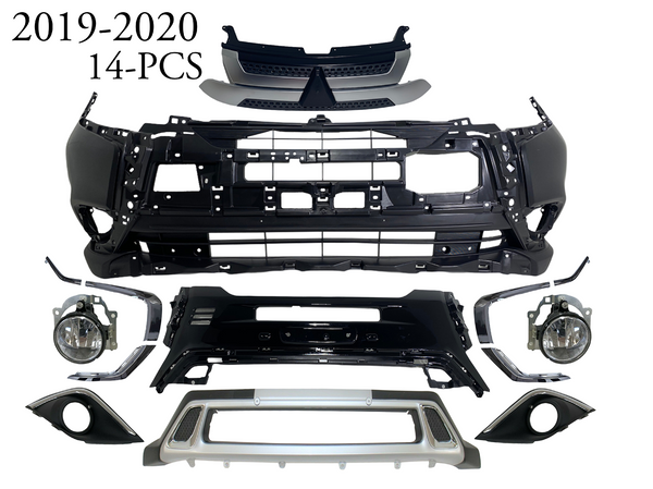 2019-2020 Mitsubishi Outlander Front Bumper Cover Grille Center Lower Panel Chromes 14-Pcs