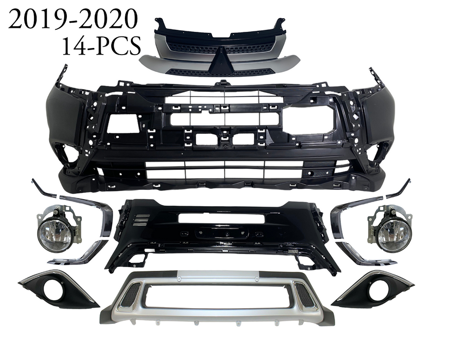 2019-2020 Mitsubishi Outlander Front Bumper Cover Grille Center Lower Panel Chromes 14-Pcs