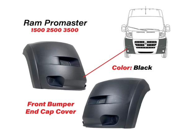 2019 2020 2021 2022 Ram Promaster 1500 2500 3500 Left Right Front Bumper Side End Cap Cover Black Driver & Passenger Set