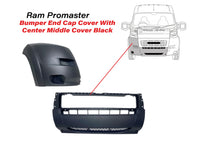 2019 2020 2021 2022 Ram Promaster 1500 2500 3500 Right Front Bumper Side End Cap Cover With Center Middle Cover Black