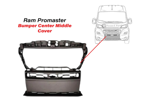 2023 2024 2025 2026 Ram Promaster 1500 2500 3500 Front Bumper Center Middle Cover