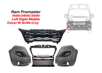 2023 2024 2025 Ram Promaster 1500 2500 3500 Front Bumper Left Right Middle Cover With Upper Grille Gray