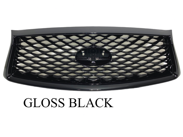 2018 2019 2020 2021 2022 2023 2024 Infiniti Q50 Front Bumper Upper Grille With Camera Option Gloss Black