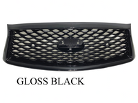 2018 2019 2020 2021 2022 2023 2024 Infiniti Q50 Front Bumper Upper Grille With Sensor Holes & Camera Option Gloss Black
