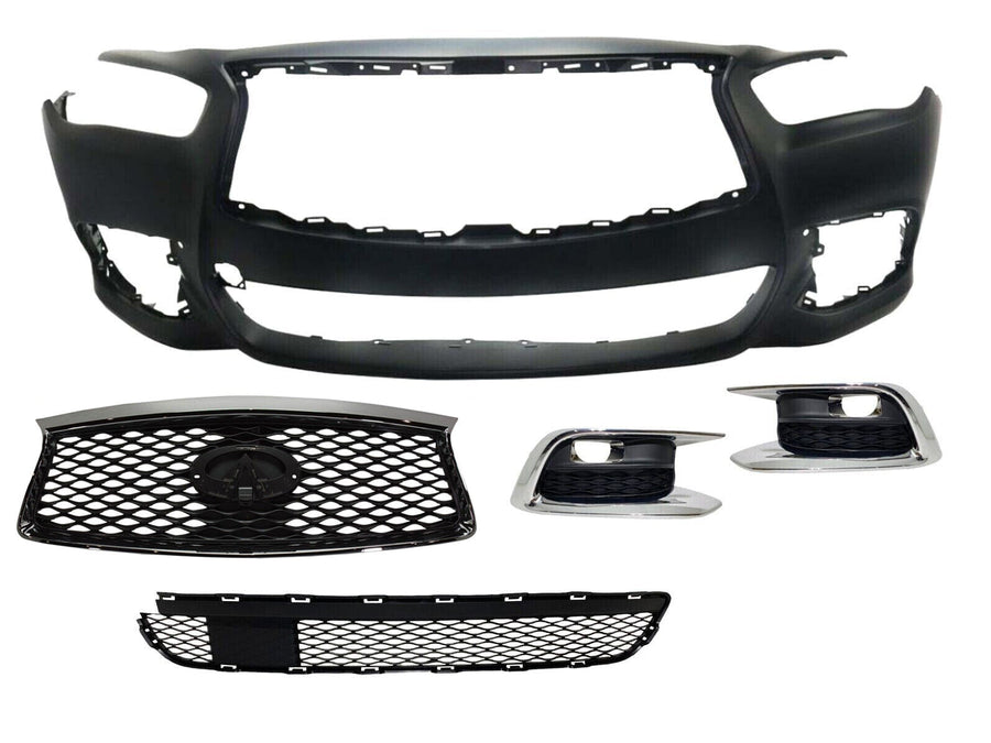 2016 2017 2018 2019 2020 Infiniti QX60 Front Bumper Cover With Upper Lower Grille & Fog Covers