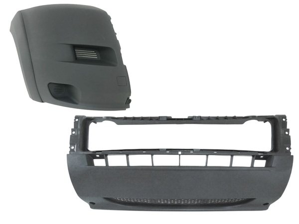 2014 2015 2016 2017 2018 Ram Promaster 1500 2500 3500 Right Front Bumper Side End Cap Cover With Flare & Center Middle Cover Gray