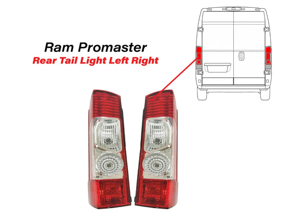 2014-2026 Ram ProMaster 1500 2500 3500 & Promaster EV Rear Tail Light Left Driver Right Passenger Set