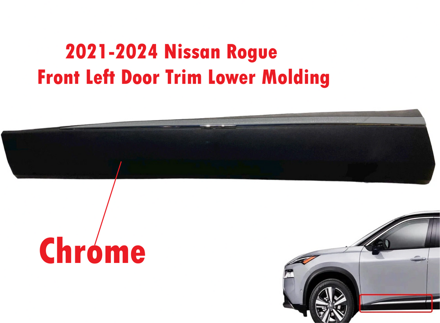 2021 2022 2023 2024 Nissan Rogue Front Door Molding Trim Chrome Left Driver Side