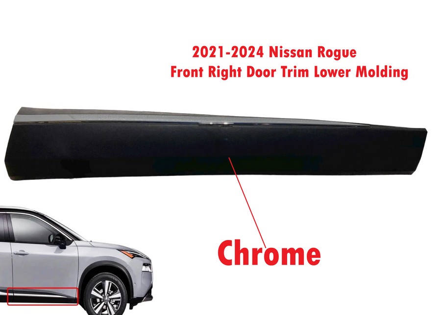 2021 2022 2023 2024 Nissan Rogue Front Door Molding Trim Chrome Right Passenger Side