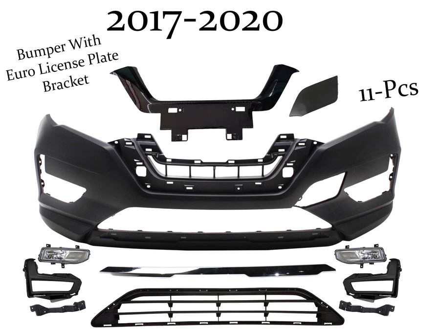2017 2018 2019 2020 Nissan Rogue Front Bumper Cover Chrome Fog Lamp Lower Grille Without Upper Grille