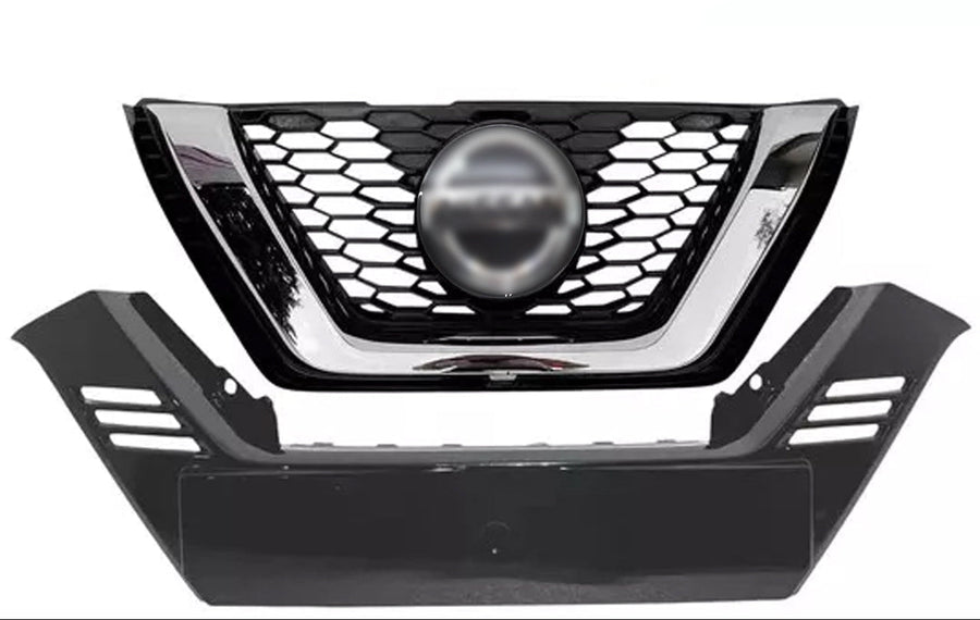 2020 2021 2022 Nissan Rogue Sport Front Bumper Upper Grille With Lower Molding Trim Gloss Black