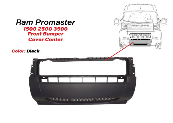 2019 2020 2021 2022 Ram ProMaster 1500 2500 Front Bumper Cover Center Lower Black