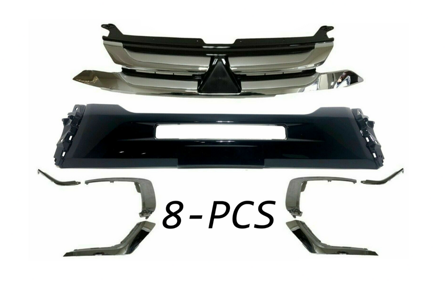2016 2017 2018 Mitsubishi Outlander Front Grille Center Panel & Chrome Trims 8PCS
